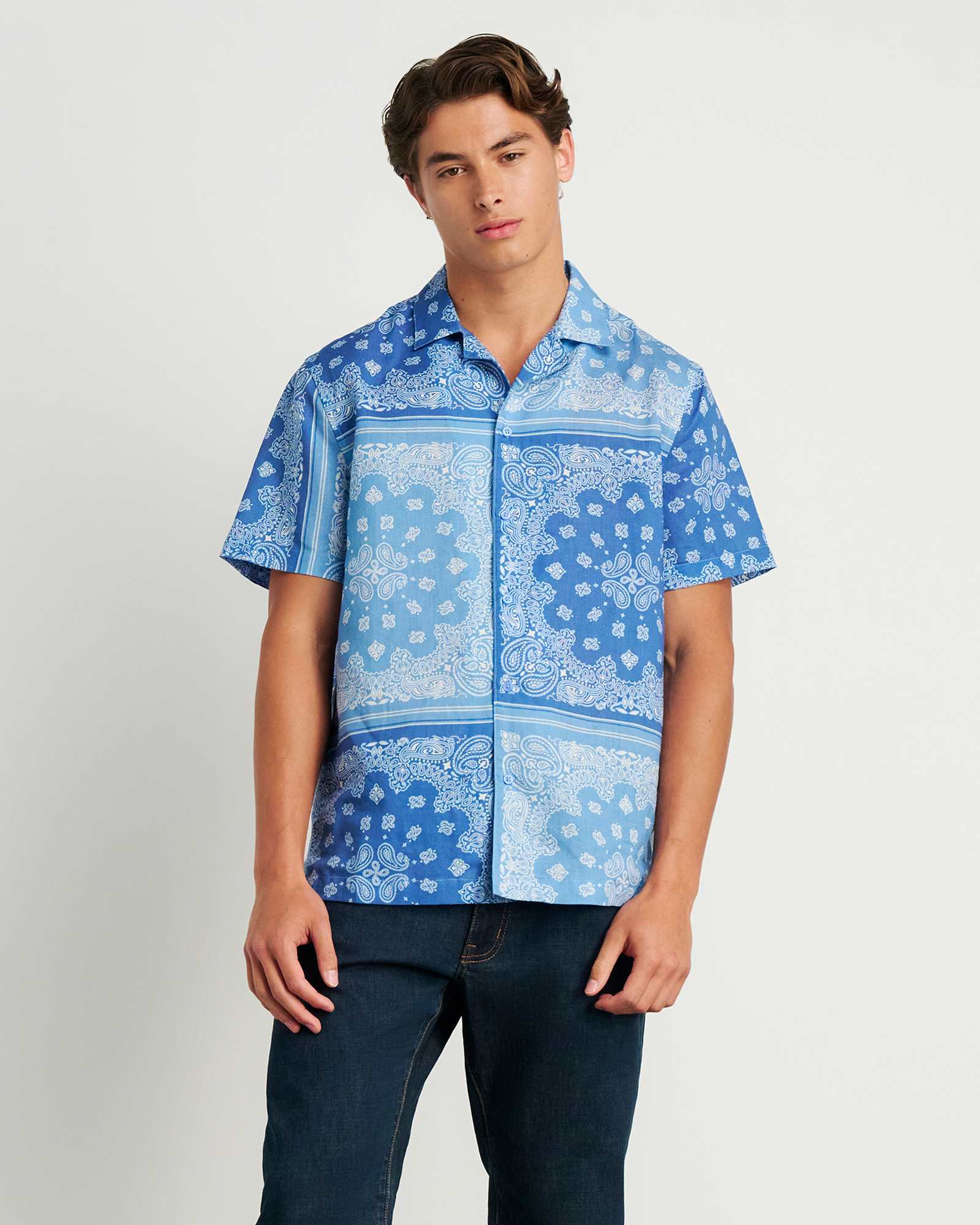 Andre Linen Cotton Print Shirt