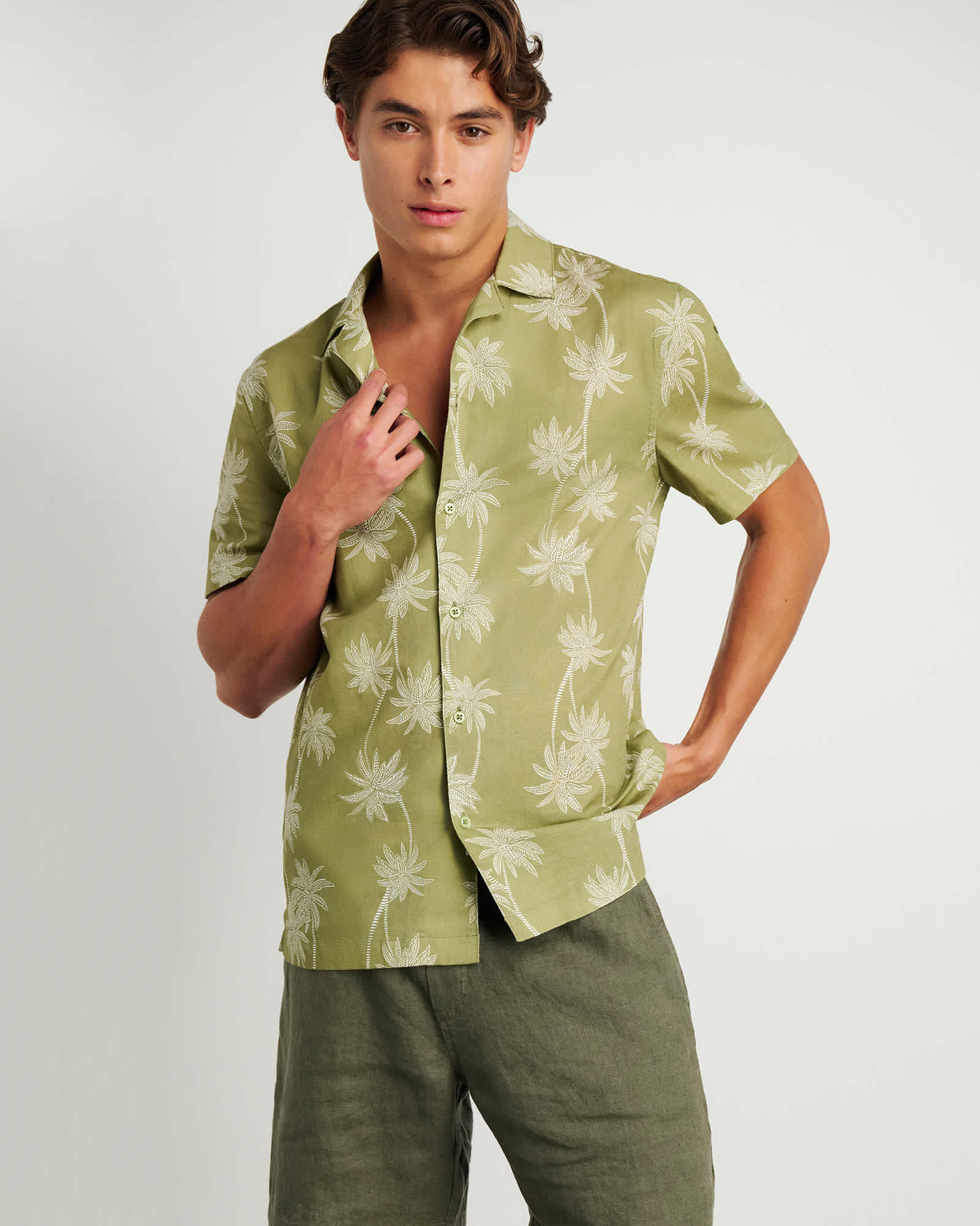 Andre Linen Cotton Print Shirt