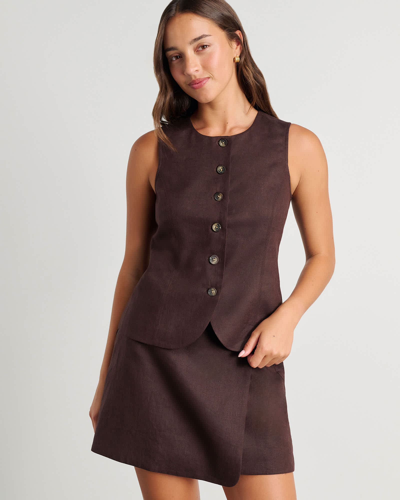 Kayla Round Neck Linen Vest