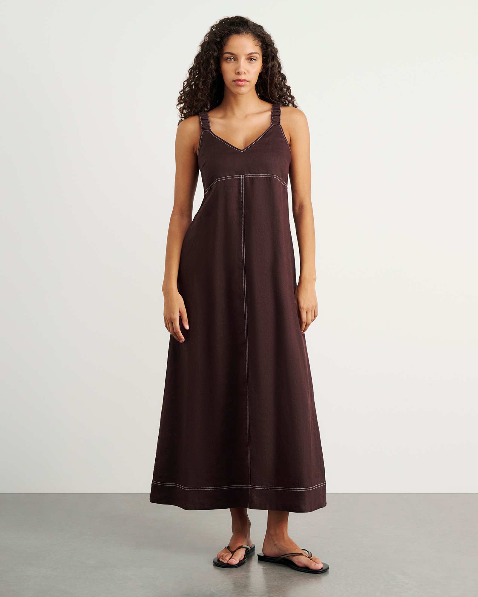 Sara Linen Midi Dress