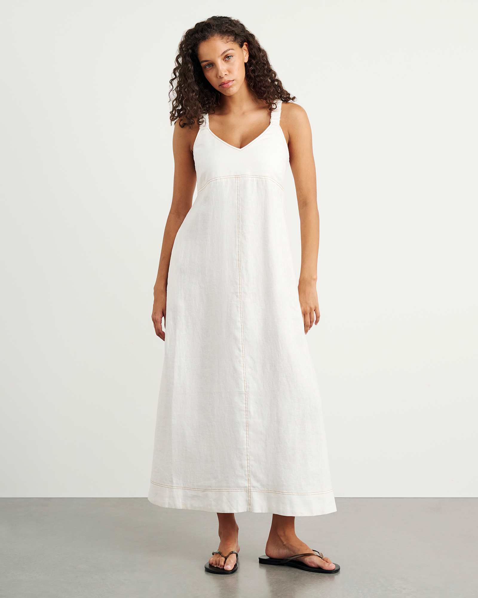 Sara Linen Midi Dress