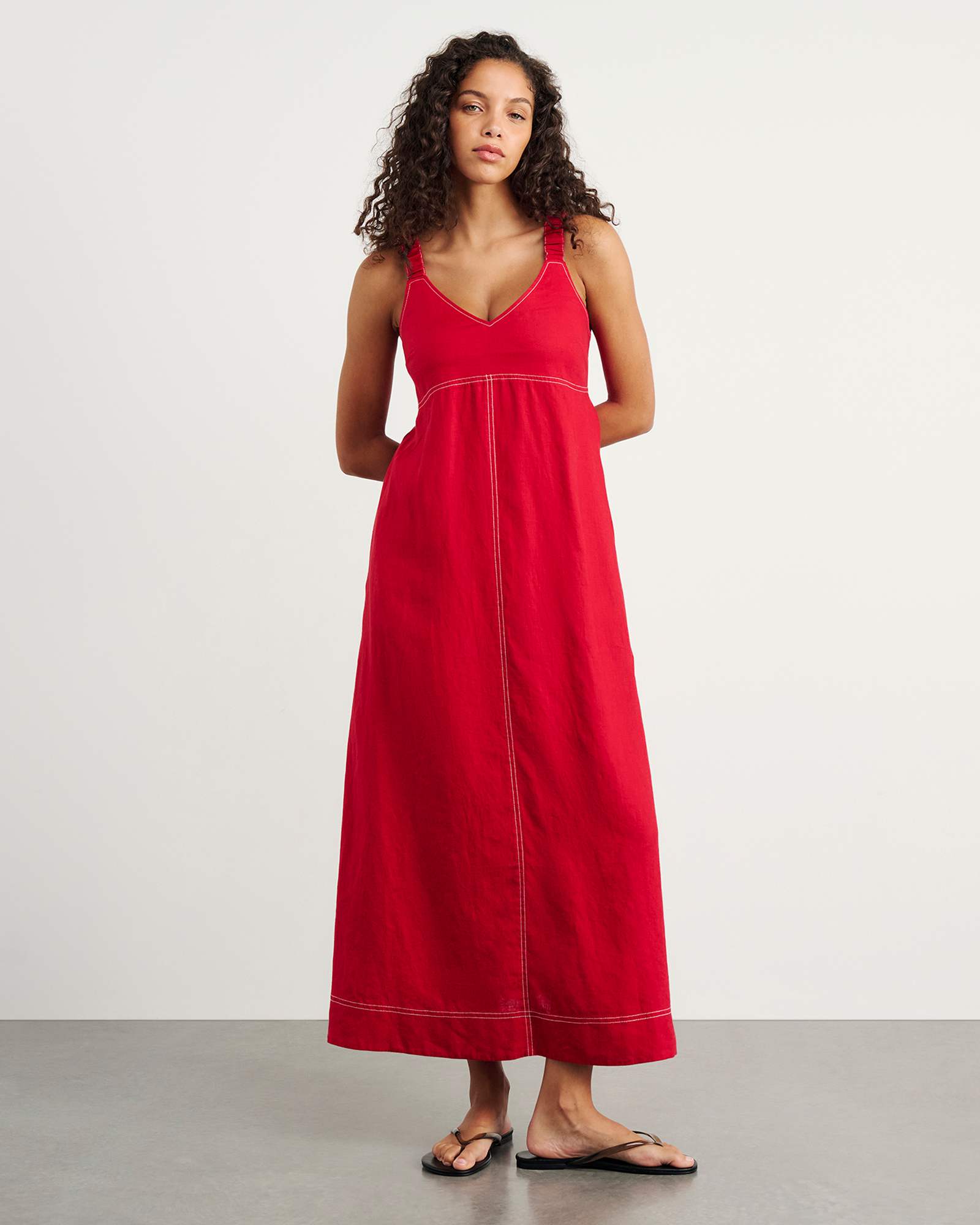 Sara Linen Midi Dress