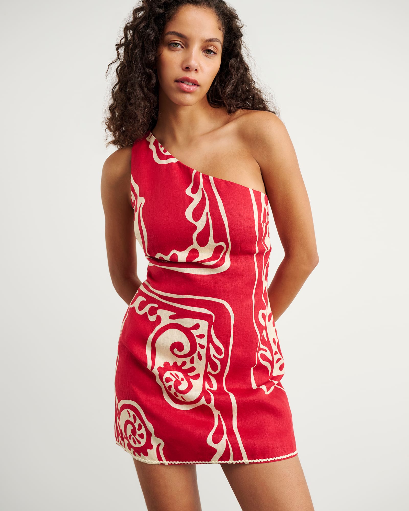 Ceezee Asymmetric Linen Mini Dress