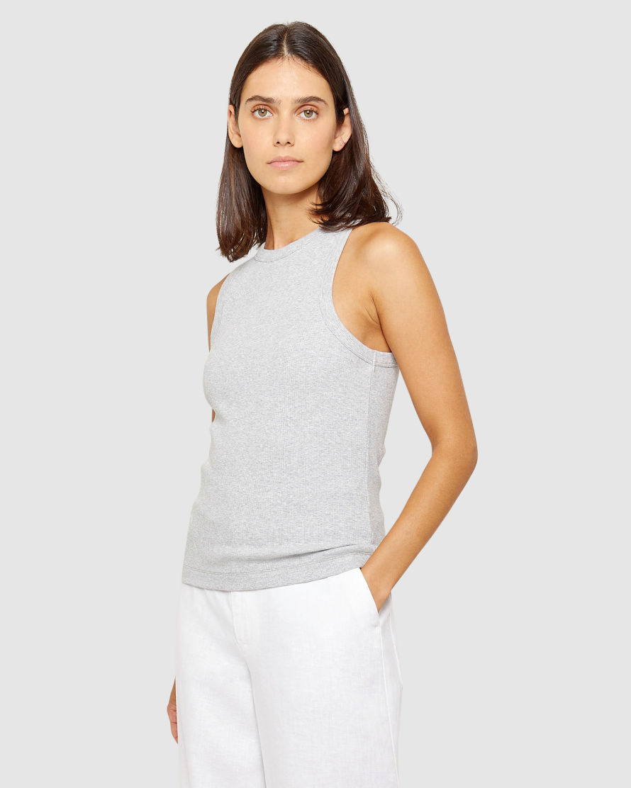 Grey Agolde Organic Cotton Rib-knit Crop Top in Grey Womens Clothing Tops Long-sleeved tops 
