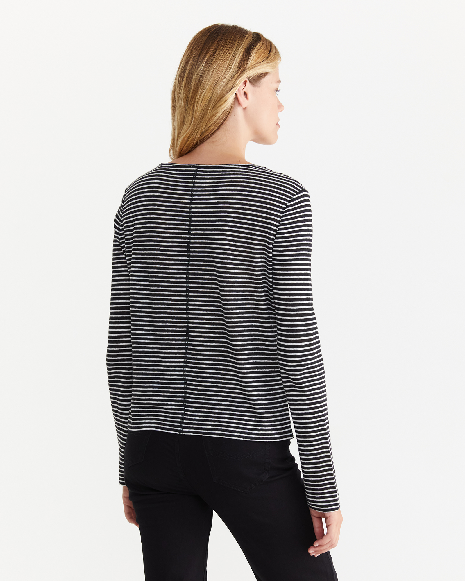 Stripe Linen Jersey Long Sleeve Tee JAG