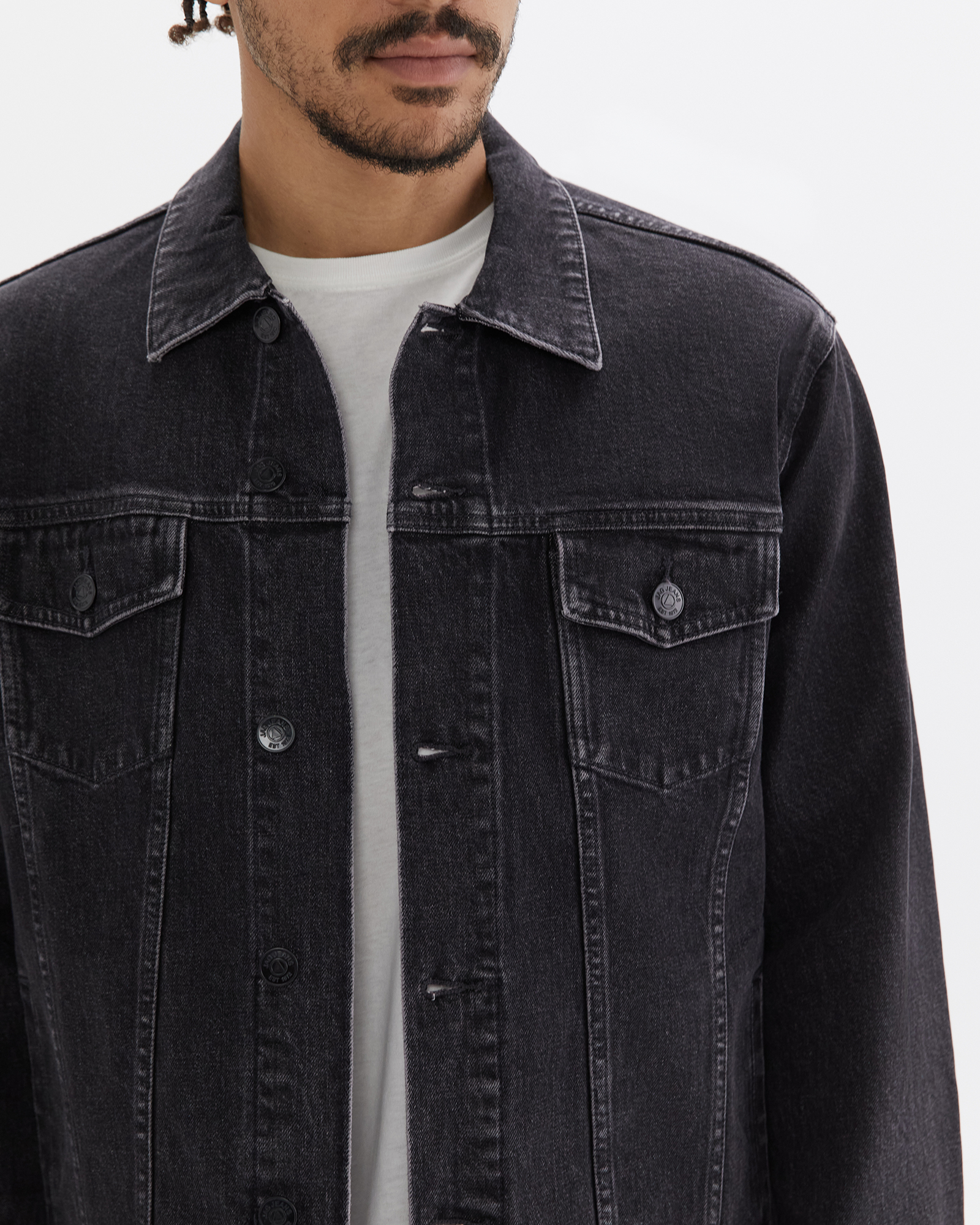 Half blue half outlet black denim jacket