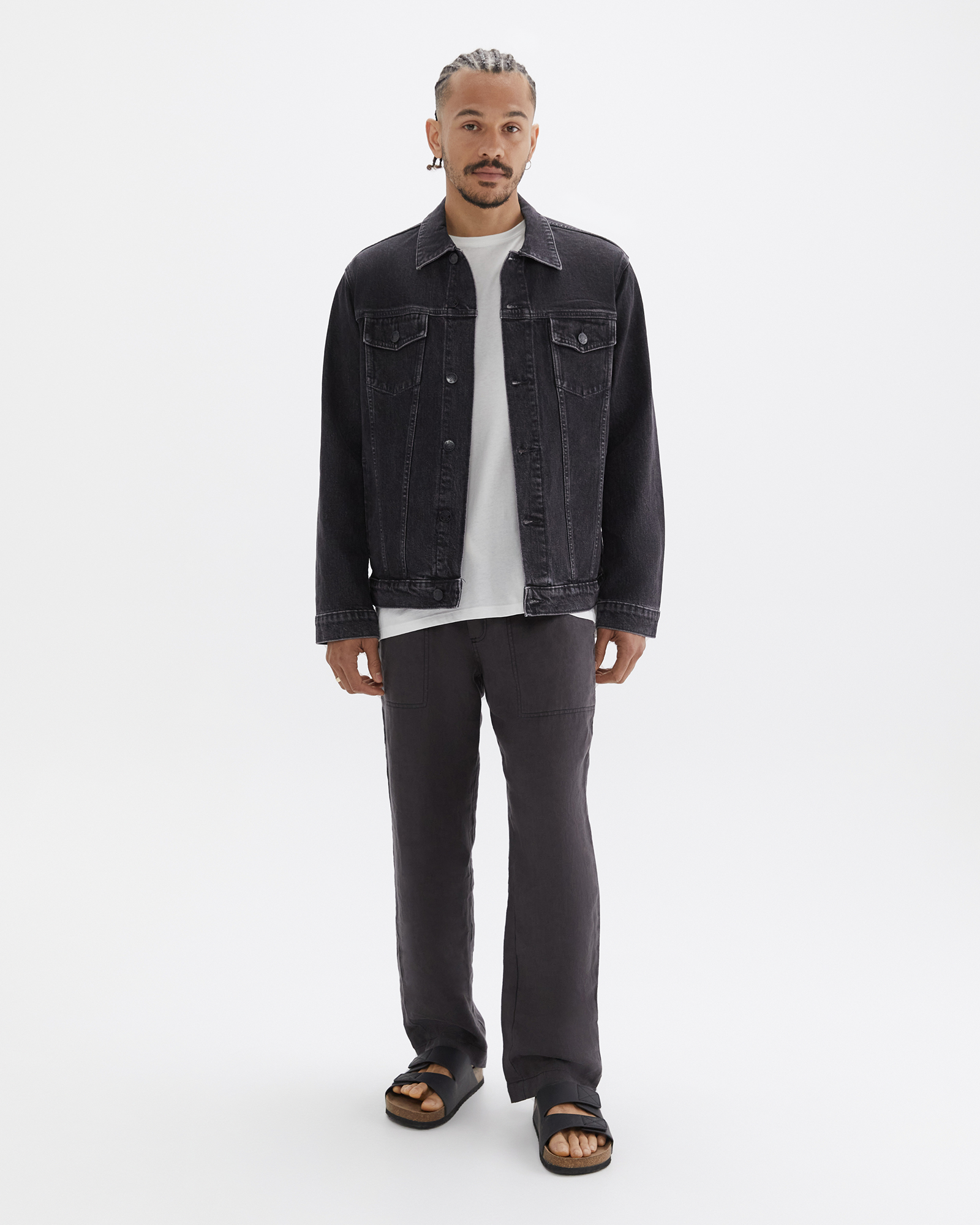 Half light denim sale half black denim jacket