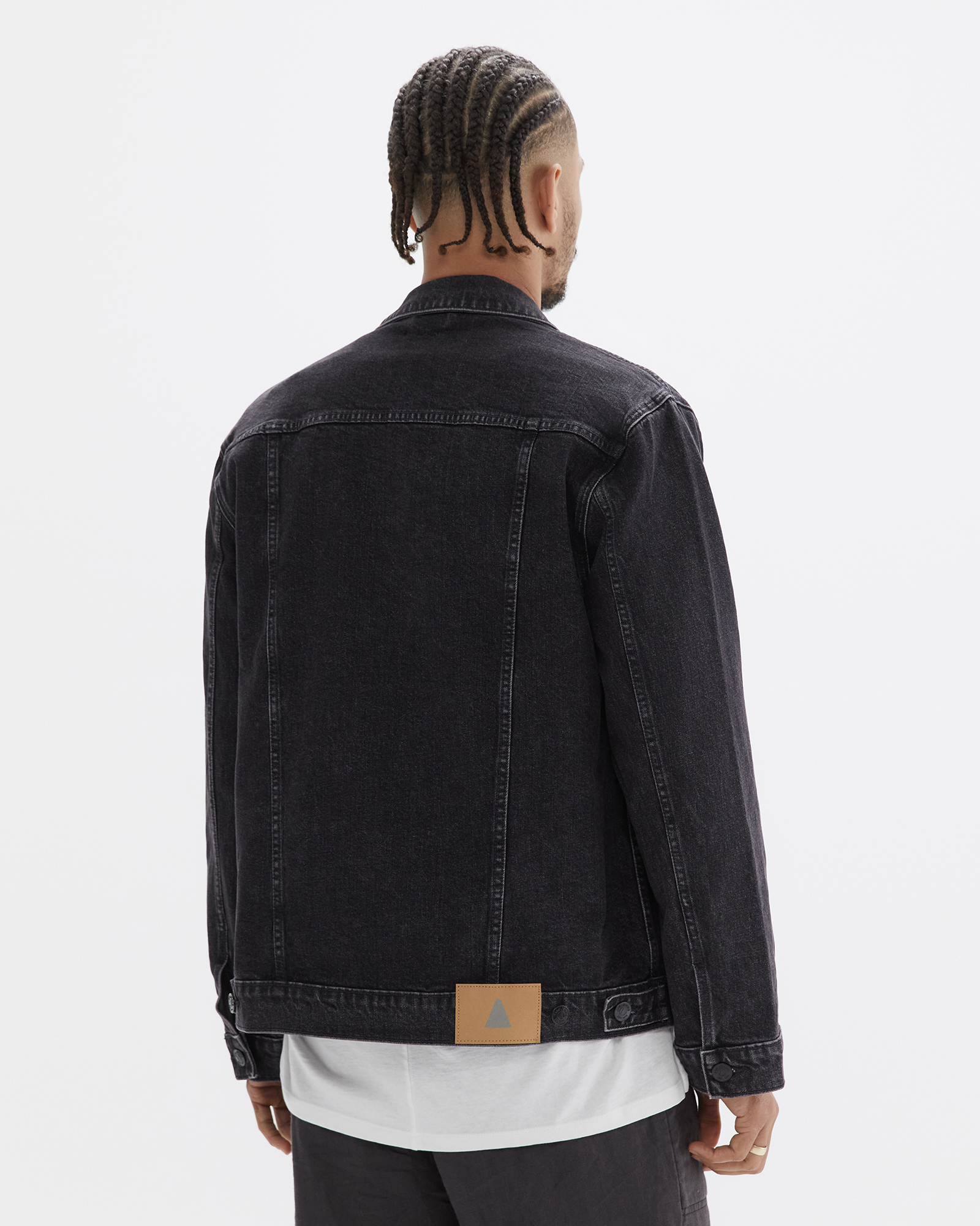 Half light denim best sale half black denim jacket