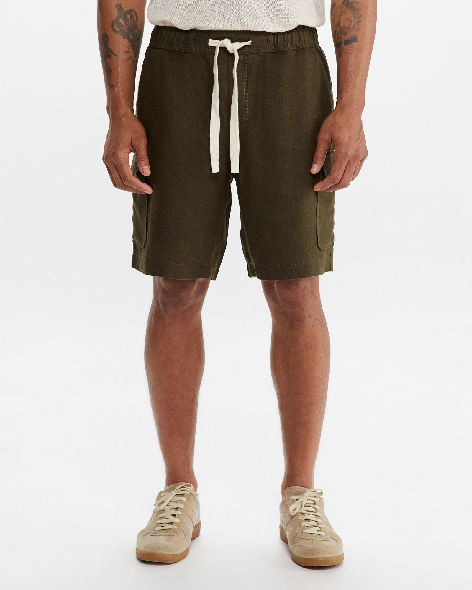 Noah Linen Cargo Short in Khaki | JAG