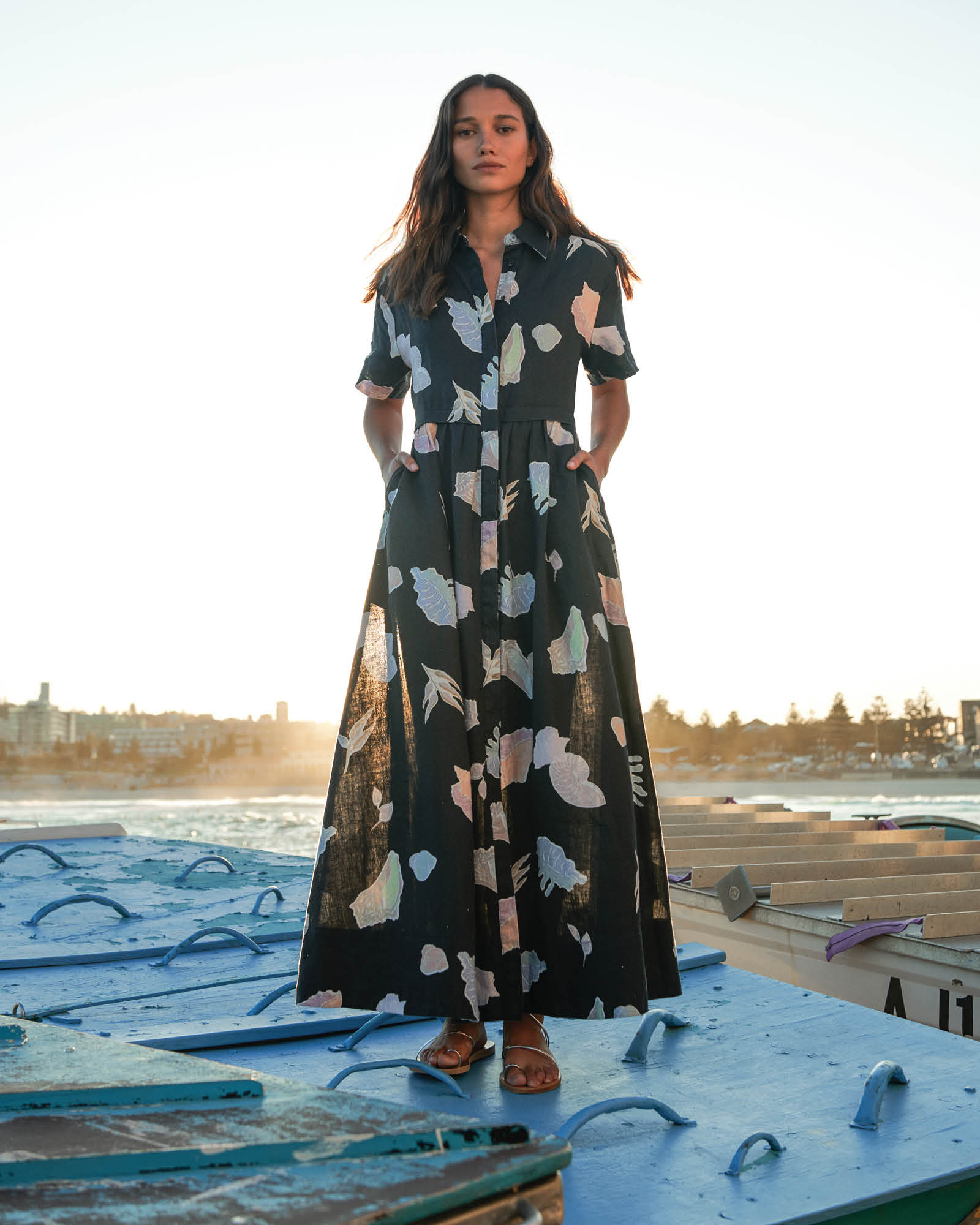 Lily Linen Sea Side Shirt Dress JAG