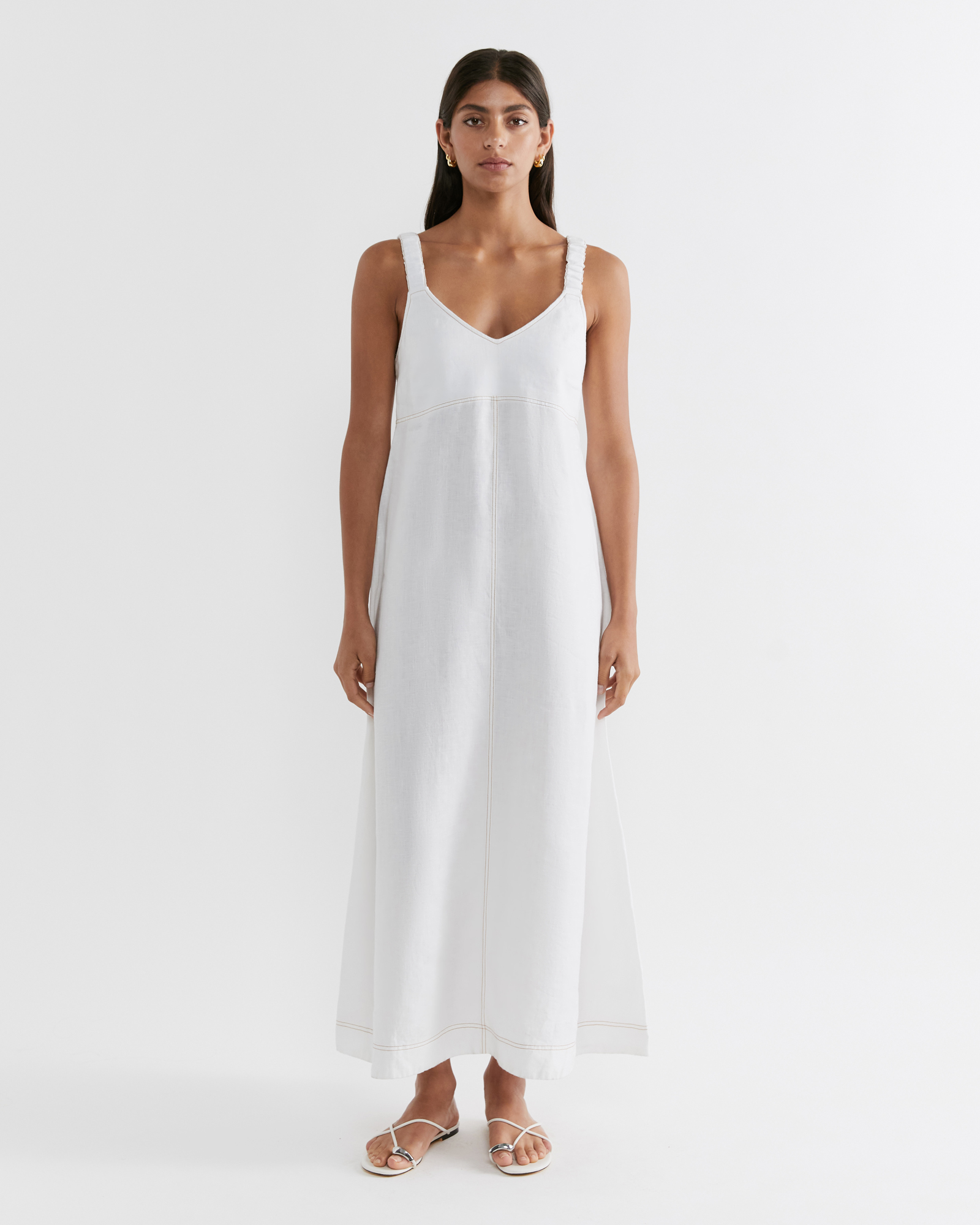 White linen slip dress 2025