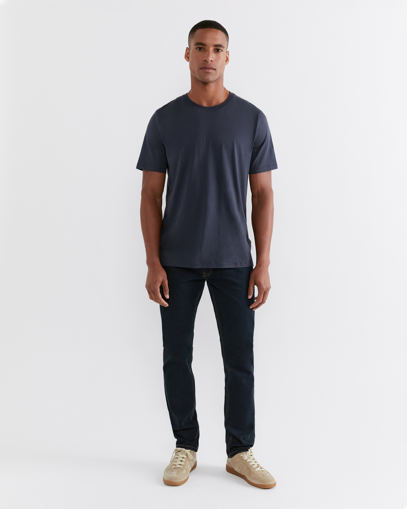 Navy blue t deals shirt with black jeans