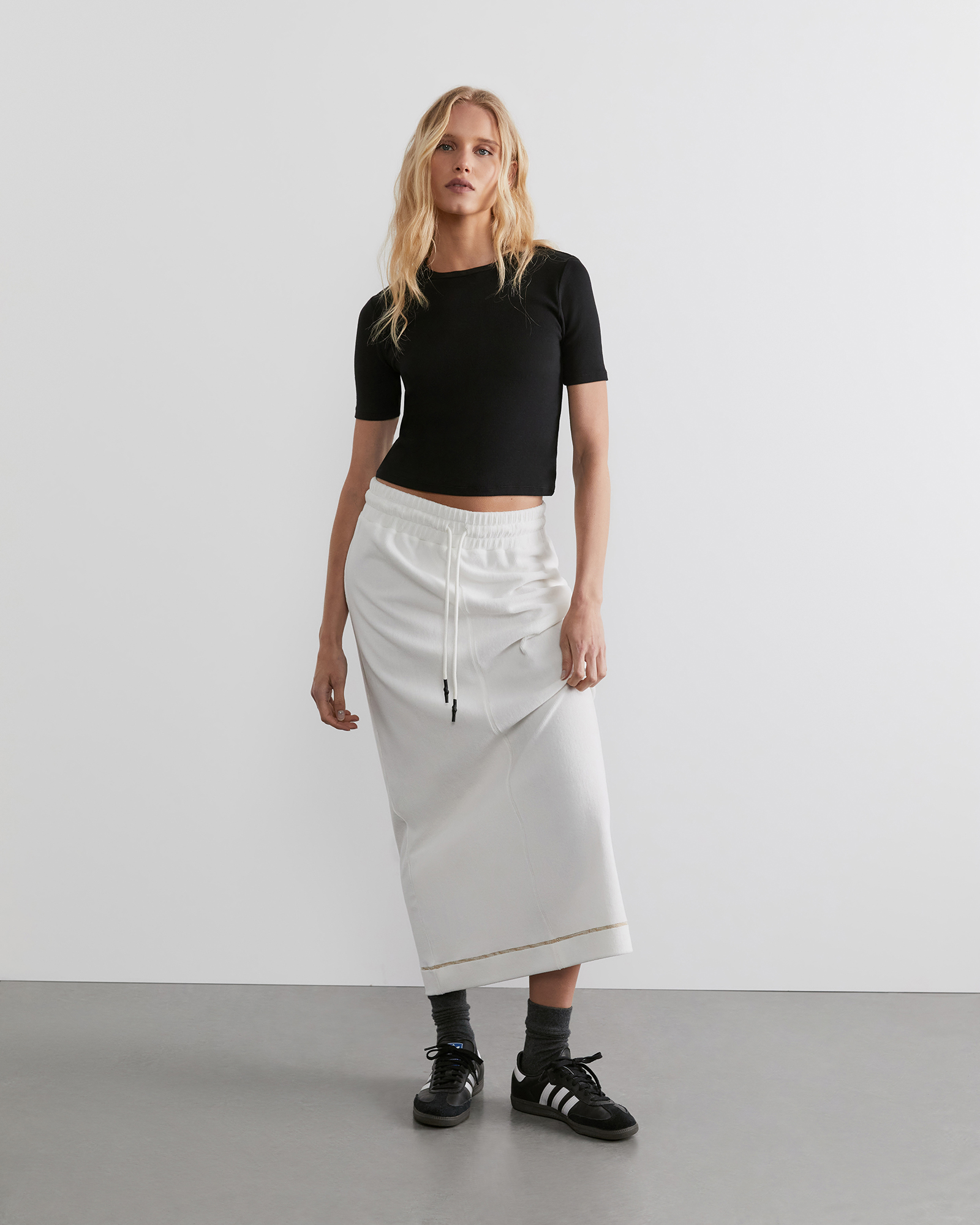 Alyse Cord Pull On Skirt in Off White JAG
