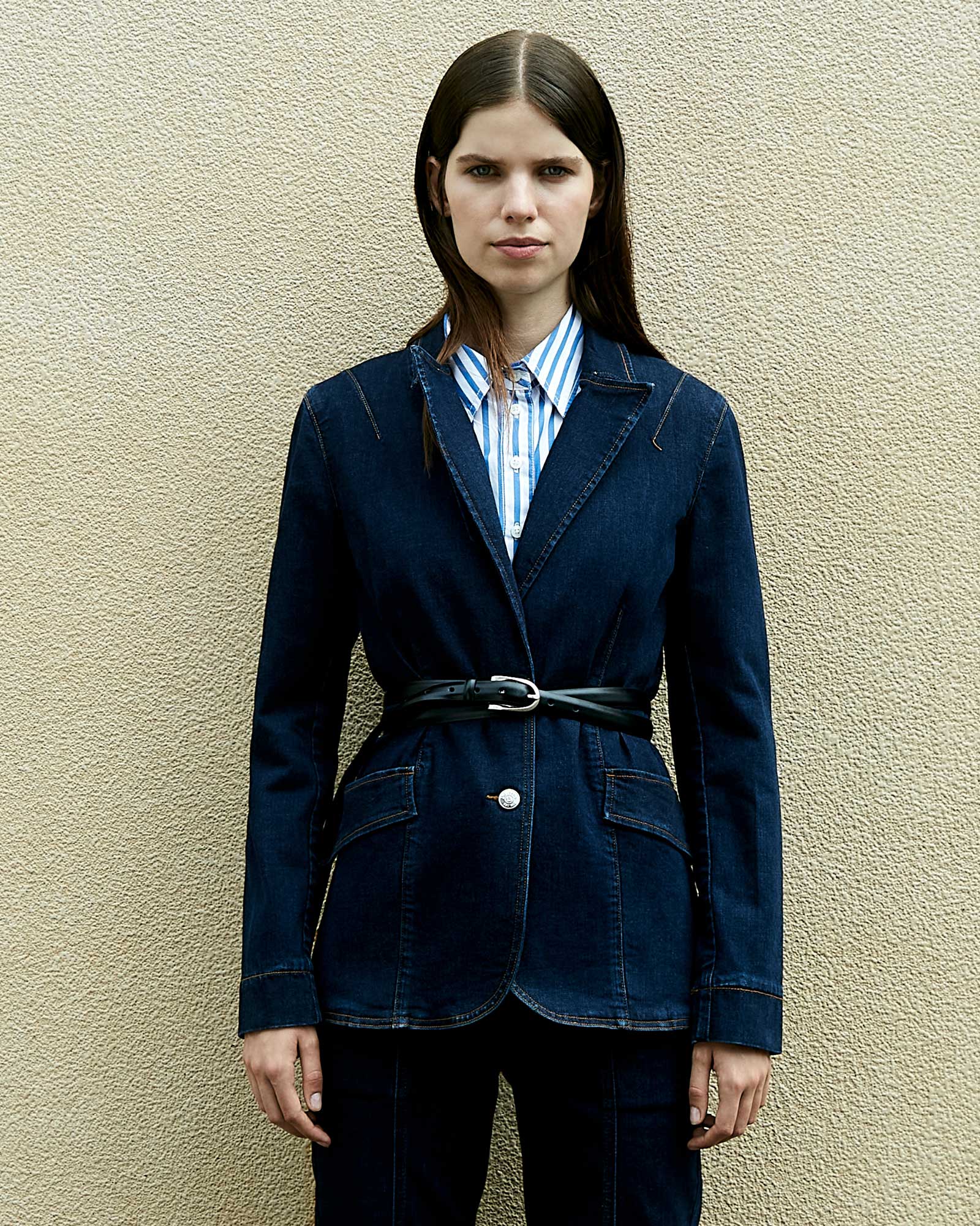Michelle Denim Blazer in Raw Wash JAG