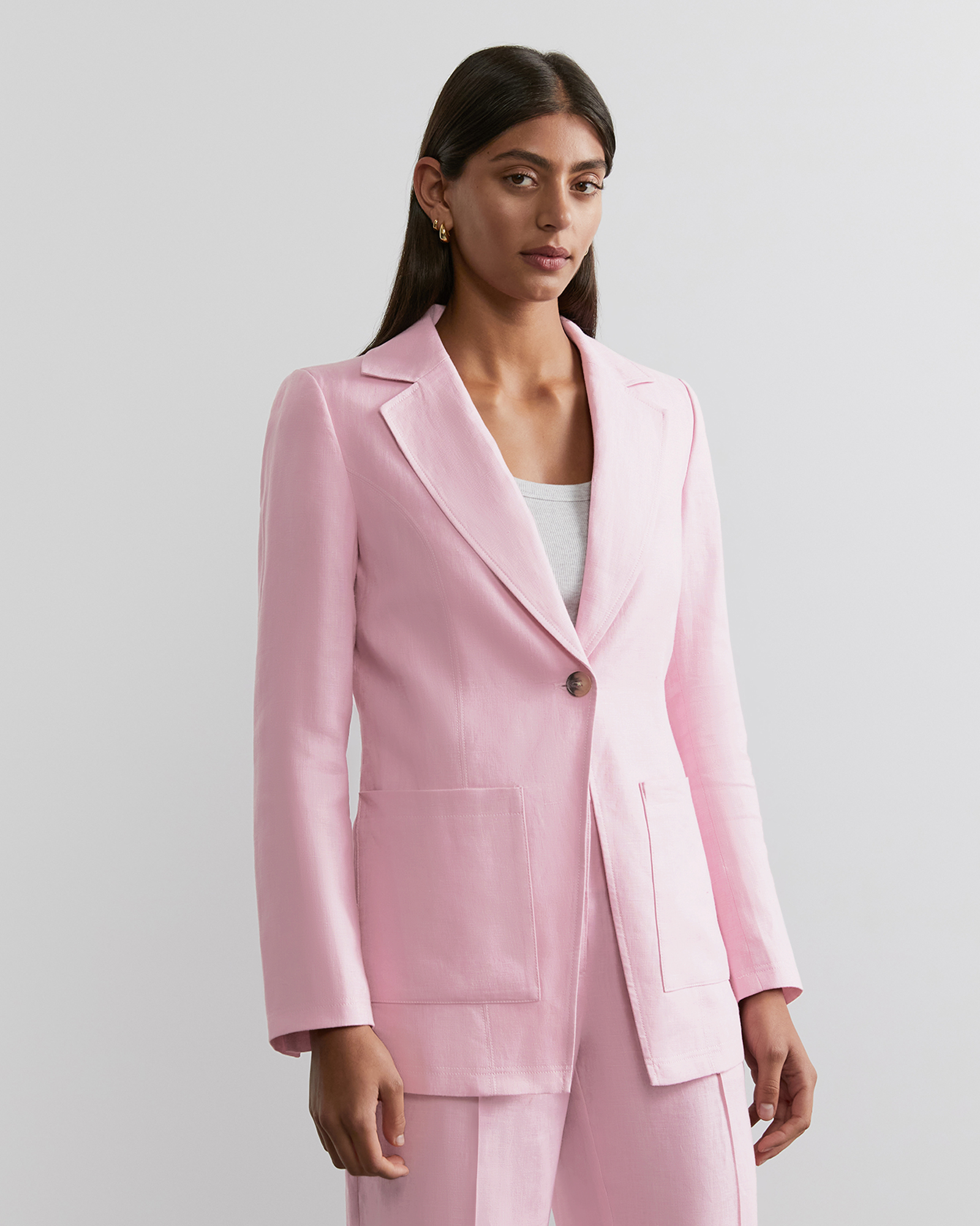 Linen pink blazer new arrivals